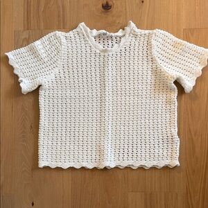 Gap Cream Crochet Short Sleeve Knit Top
